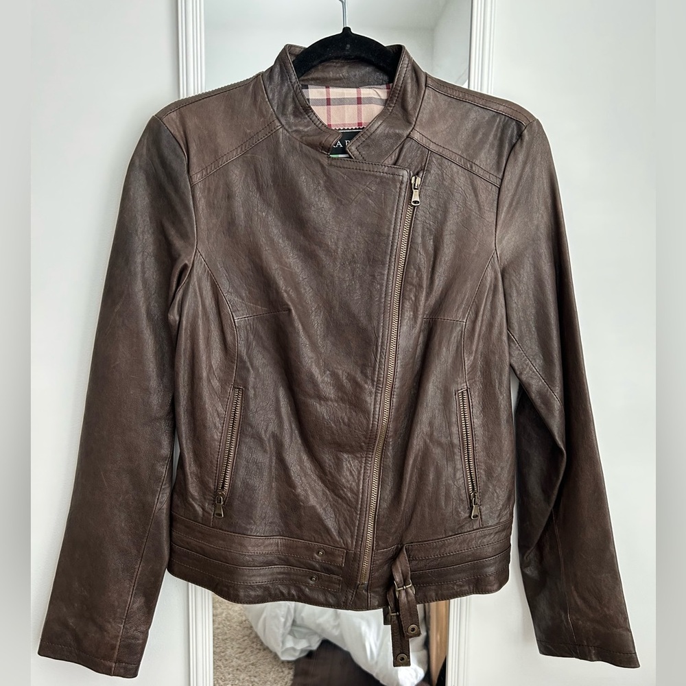 Vera Pelle Leather Jacket, Size 46, Brown